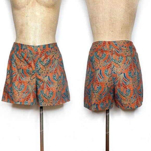 Hand Crafted Boho Paisley Print High Waist 4" Hot Shorts size 31 - Picture 3 of 5